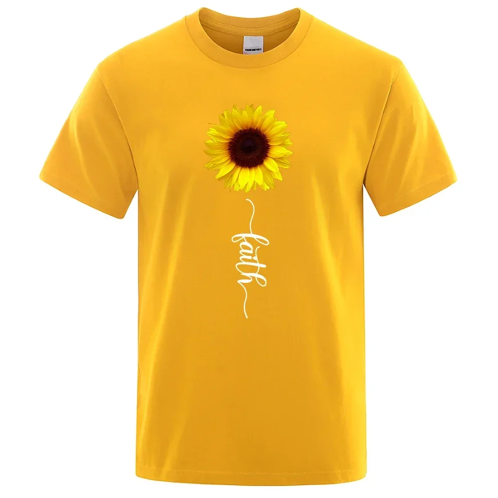 Short Sleeve Tshirt Y2k Style 100% Cotton The Sunflower of Hope Beauty Print Men Shirt Fashion Brand Clothing Regular Top