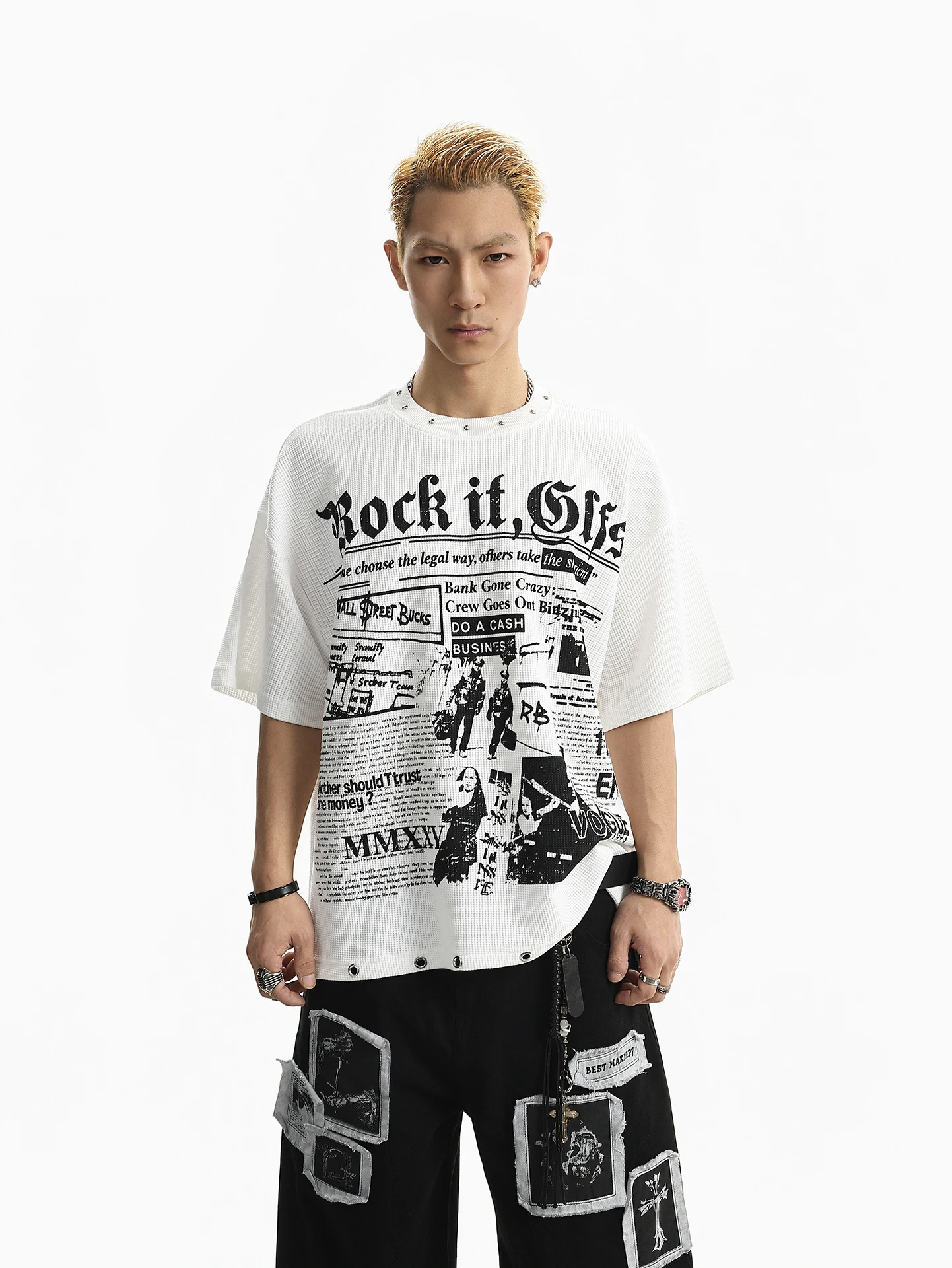 

BETEBULE American High Street round Neck Short Sleeve T-Shirt Men Summer Vintage Trend Loose Top Printed Youth Fashion