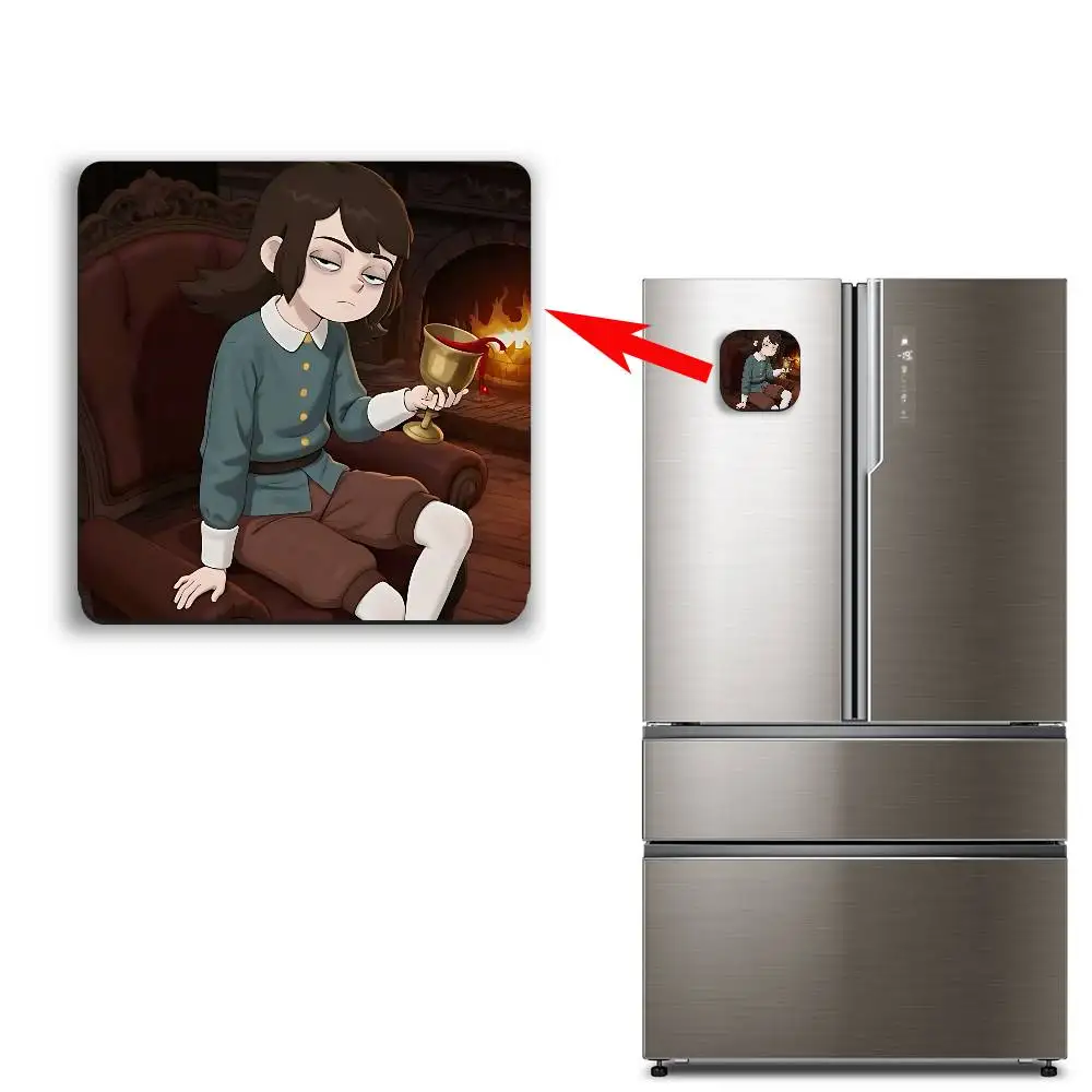 Animation film Haunted Hotel Black Square Plastic Fridge Magnet, for Magnetic Sticker No Trace Left, Durable, Smooth Textured