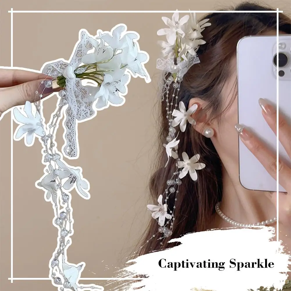 

Элегантные заколки для волос для женщин, заколка для волос с бабочками и бисером, милая заколка для волос в стиле принцессы, свадебные аксессуары для волос невесты D8L4