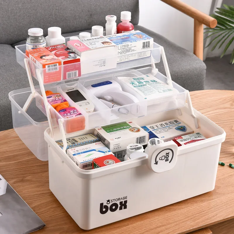 Plastic opbergdoos Medische Box Organizer Multifunctionele draagbare medicijnkastje Familie noodpakket Box