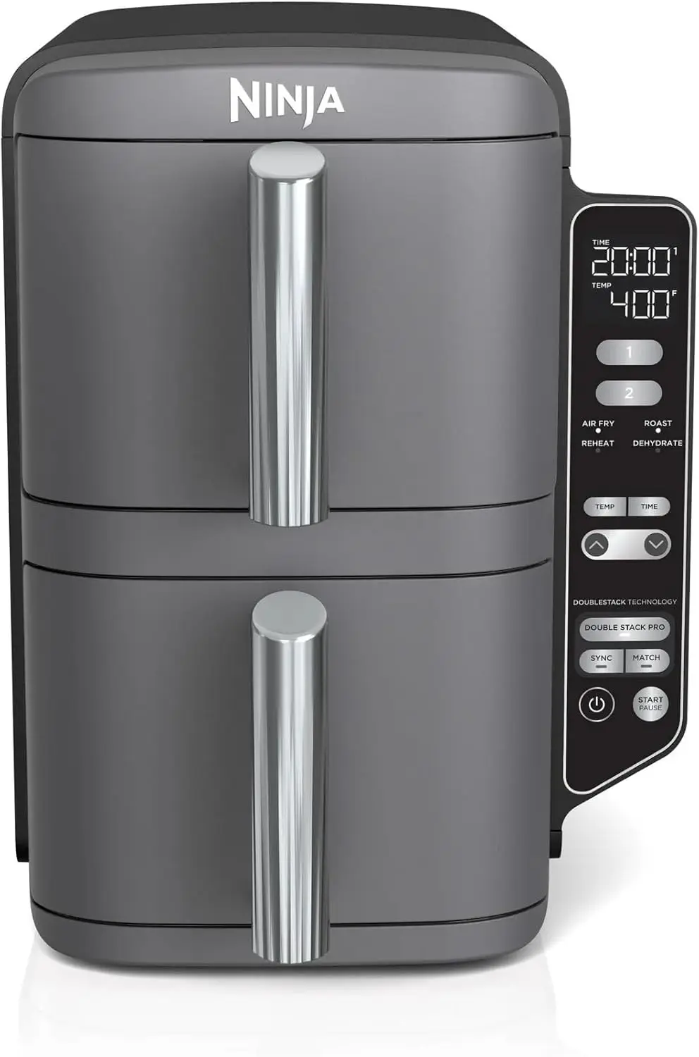 

Ninja SL400 DoubleStack XL 2-Basket Air Fryer, 10 QT, Cooks 4 Foods at Once, Compact Design, 4-in-1, Smart Finish & Match