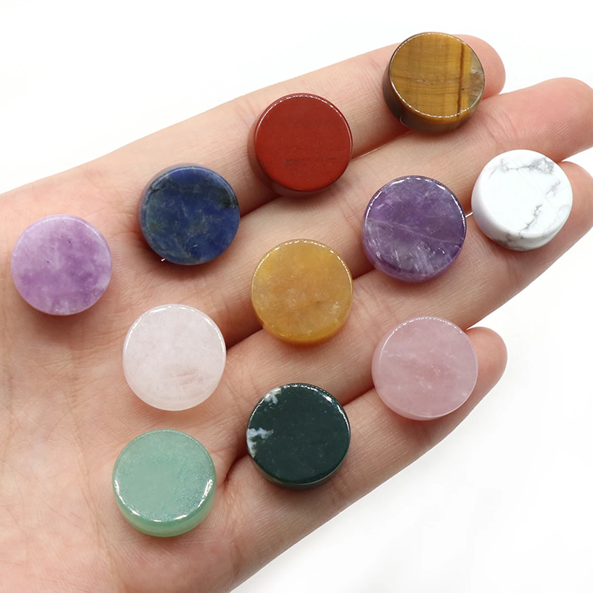 5 PCS Disc Statues Natural Stone Reiki Healing Crystal Gems Home Decor Decorations Craft Gifts Wholesale 15-20mm