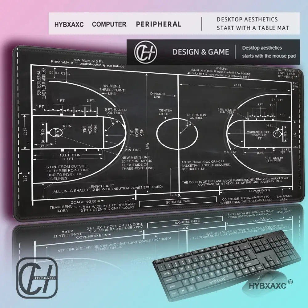 

Basketball Court Mouse Pad Large Gaming Offices Accessories Laptop Office Rubber Non-Slip Rubber Stitched Edge Deskpad HYBXAXC