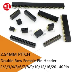 Conector hembra de doble fila de 10 piezas, conector Pin de 2,54mm, 2x2/3/4/5/6/7/8/9/10/11/20/21/25/32/40 pines para Arduino