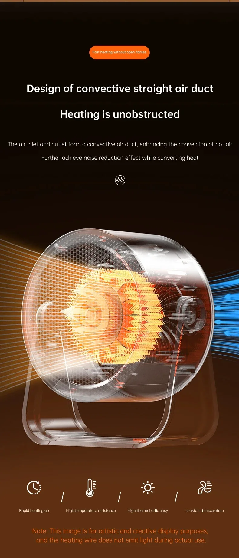 Tragbarer Desktop-Heißluftgebläse, Energieeffizienter Warmluftheizer, Geräuscharmer Warmluftgebläse, Mini-Energiesparheizgerät, Mini-Ventilator-Ofen – Detail 4