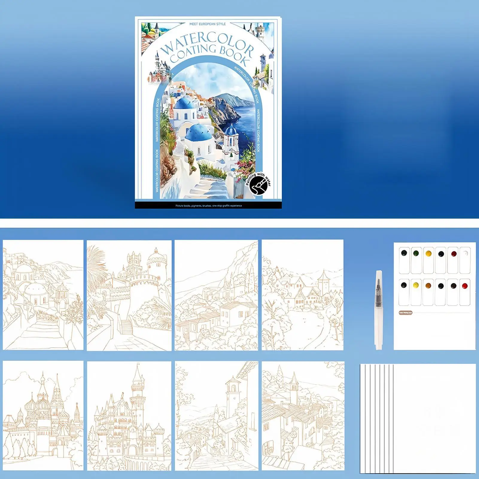 

Water Coloring Book Kit Drawing Art Stationery Supplies Waterbook Painting Kit For Boys Girls Teens Adults Students Beginners