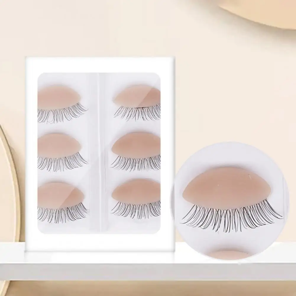 3 Pairs Mannequin False Eyelash Vivid Practice Easily Cleaning Extension Practice Head Model Removable Eyelash for Female