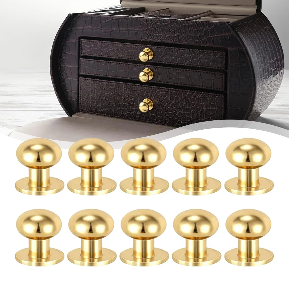 10Pcs Cabinet Handles Drawer Knob Wardrobe Door Pulls Knob Gold Round Shaped Cupboard Drawer Handle Furniture Hardware