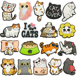 Hot Sale 1Pcs PVC Cute Cat Shoe Charms Pin for Crocs Accessories Clog DIY Wristband Slipper Decoration Kids Women Party Gifts