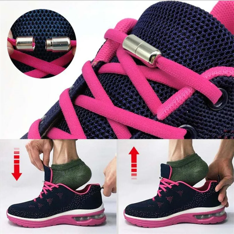 

Elastic No Tie Shoelaces Semicircle Shoe Laces For Kids and Adult Sneakers Shoelace Quick Lazy Metal Lock Laces Shoe Strings