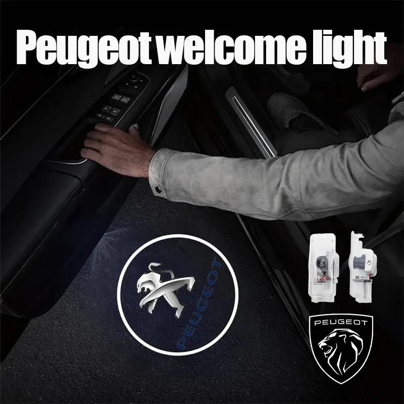 

2Pcs Car Door HD Projector Lamp LED Decoration Atmosphere Light For Peugeot 407 508 2008 5008 307 308 3008 206 207 208 107 206