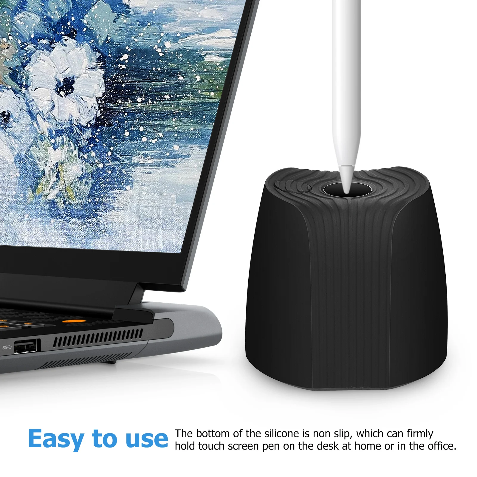 

2Pcs Premium Silicone Electronic Pencil Dock Stand Holder for Tablet Stylus Pen Tip Protection Desktop Decor Vertical Horizontal