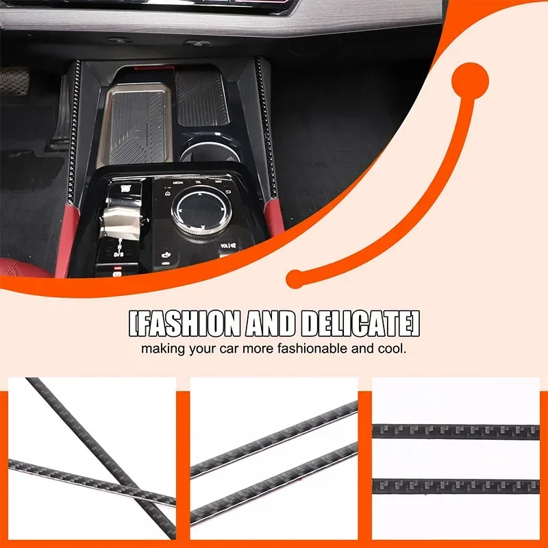

2Pcs Soft Carbon Fiber For BMW 5 Series G60 2024+ Car Center Console Side Decorative Strip Car Interior Accessories