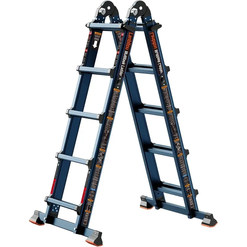 

, 17 Ft Anti-Slip Multi Position Ladder, Storage Folding Ladder, 330 lbs Security Load Telescoping Aluminum Ladders