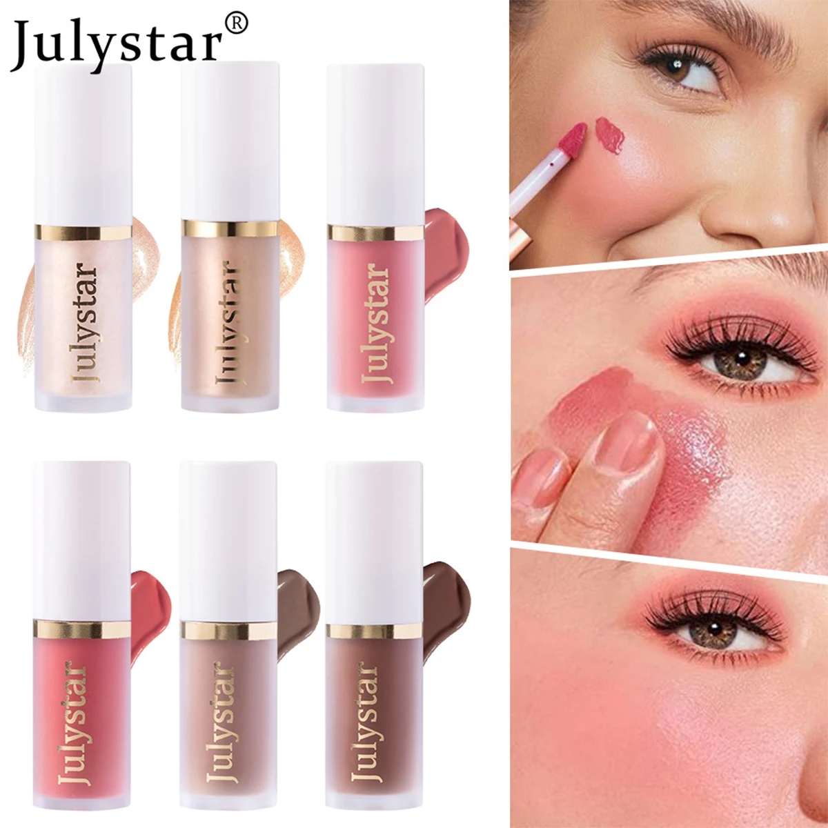 Highlight contouring liquid for face, pearlescent moisturizing and easy-to-color single portable blush rouge liquid for lips