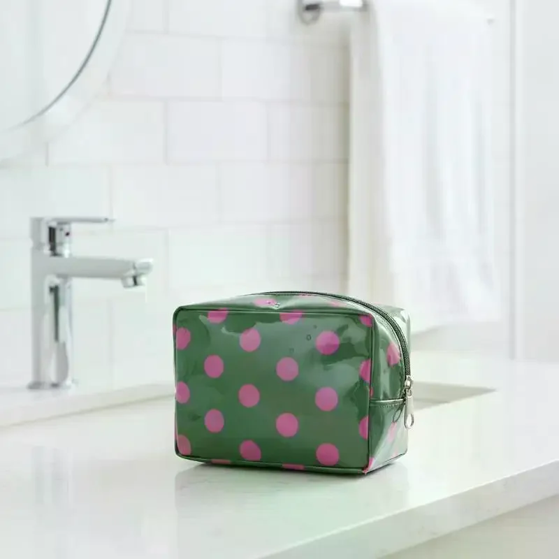 Glossy Polka Dot PVC Cosmetic Bag Makeup Bag Waterproof Travel Toiletry Bag Makeup Brush Case Mini Clutch
