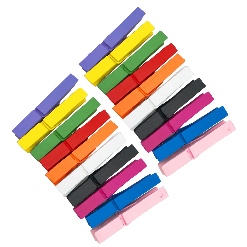 

50 pcs Colored Clips Photos Crafts Small Size Wood Clothespins Vibrant Color Multipurpose Classroom Frame