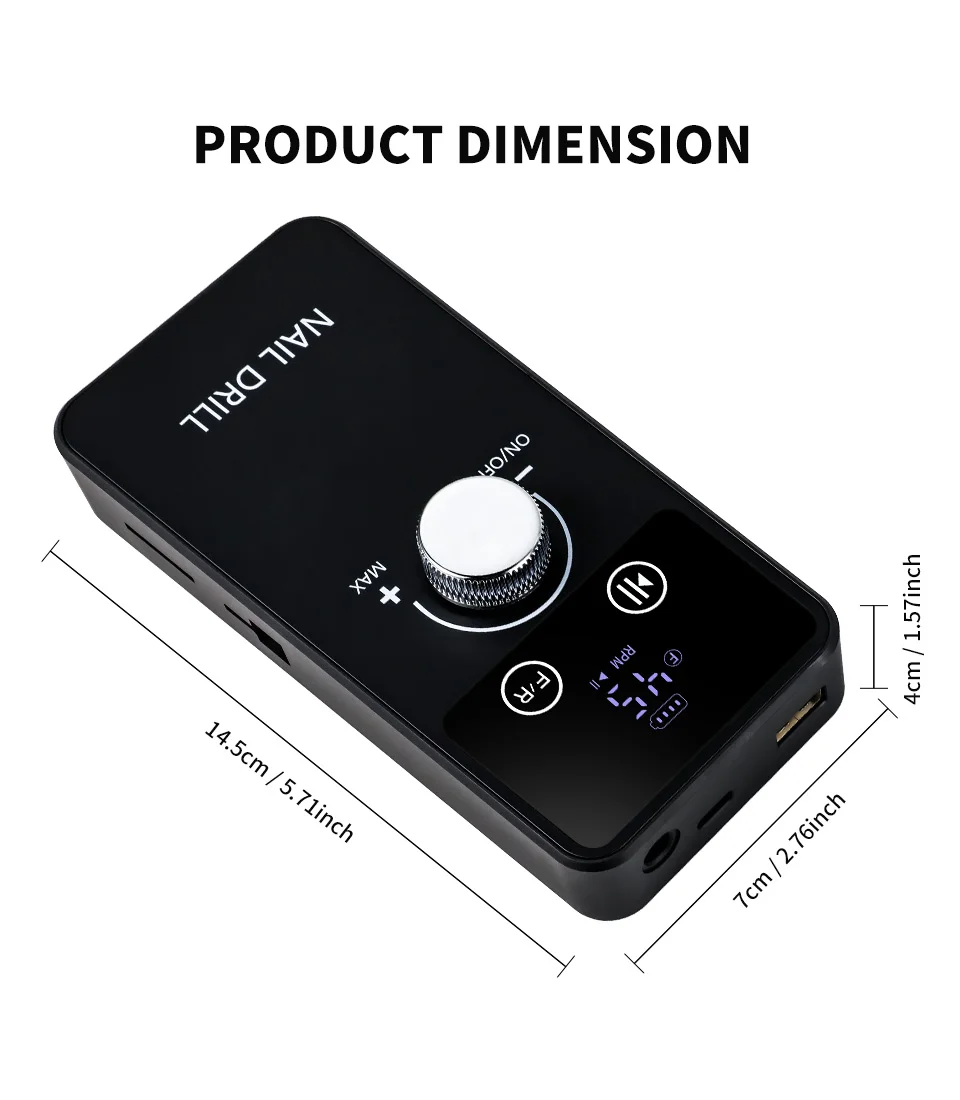 45000 U/min Professionelle Nagelbohrmaschine, wiederaufladbar, elektrische Nagelschleifmaschine, Feile für Maniküre, Gel-Nagellack-Schleifmaschine, geräuscharm – Detail 7