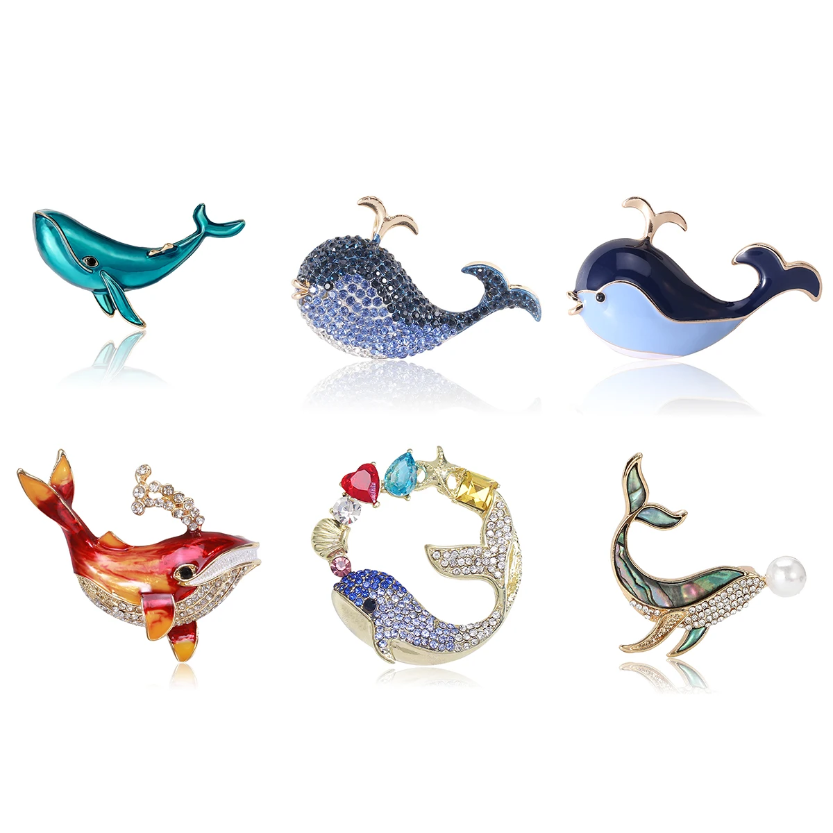 Lovely Whale Brooches for Women Unisex Marine Animal Pins Multi-color Office Party Accessories Gifts