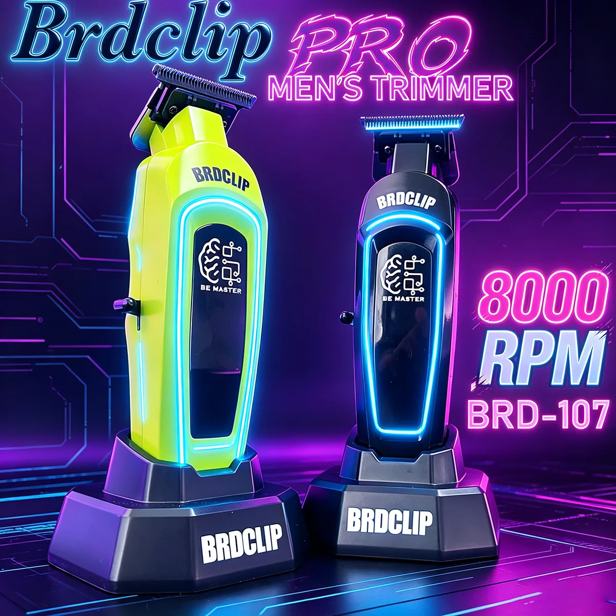

BRDCLIPPRO Professional Barber BRD 107 Hair Trimmer High Speed DLC Blade 2000mAh Hair Clipper with Base Charger for Men Salon