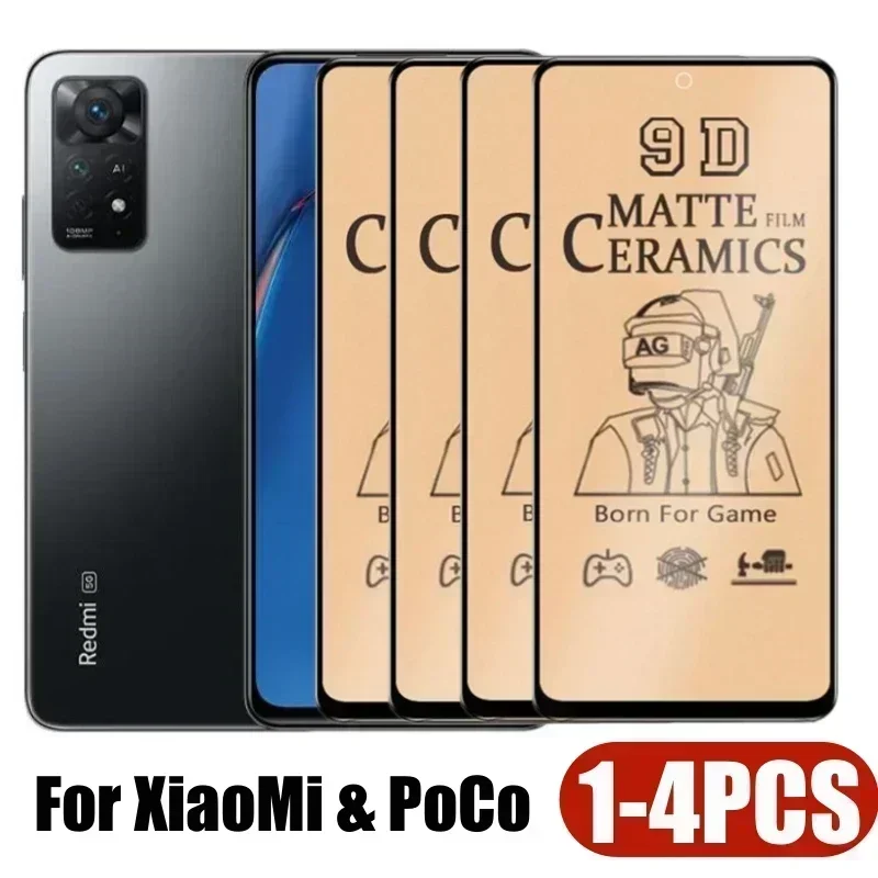 1-4ชิ้นเซรามิกเนื้อนิ่มผิวด้านสำหรับ Xiaomi redmi Note 11 12 10 Note11 S 9 8 T Pro อุปกรณ์ป้องกันหน้าจอสำหรับ X3 F4 X5 X4 Pro F3 GT 5g