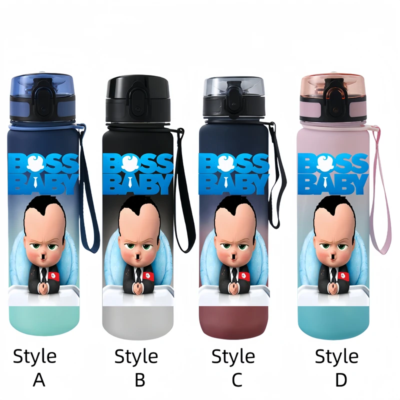 650ML De Boss Baby schattige Anime Karakters Waterbeker Draagbare kinderen Outdoor Grote Capaciteit Plastic Antidrip Waterfles