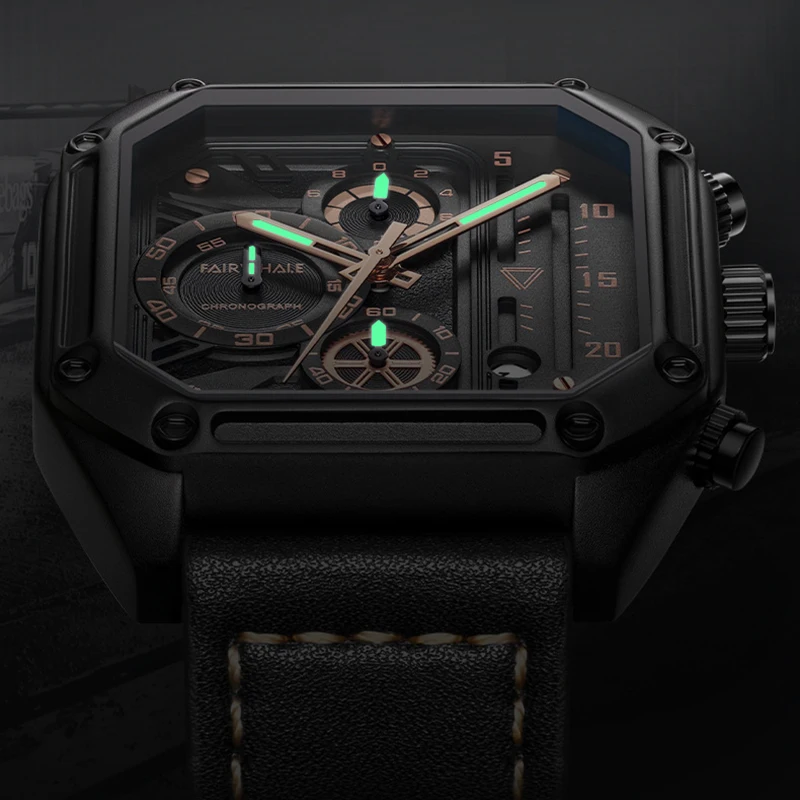 Modne zegarki męski Top markowy Fairwhale luksusowy automatyczny zegar z datą męski skórzany pasek kwarcowy zegarek na rękę Reloj Dropshipping