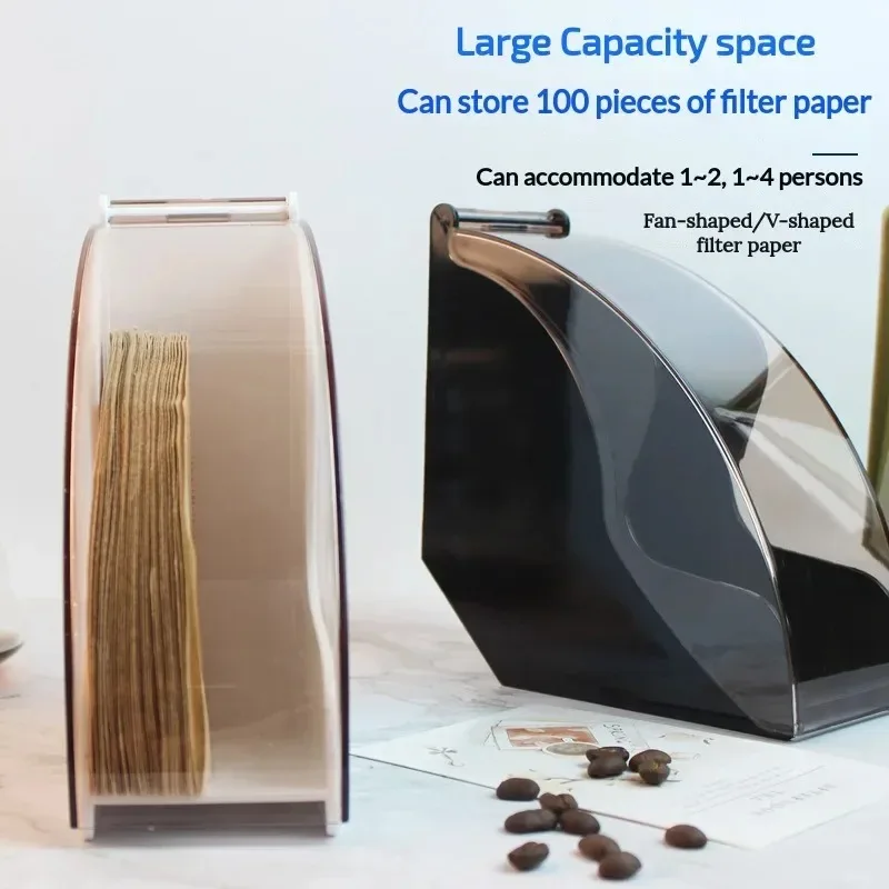 

Hand Drip Coffee Filter Paper Holder Storage Rack with Acrylic Cover Dispenser Storage Barista Tools For Coffee Filter