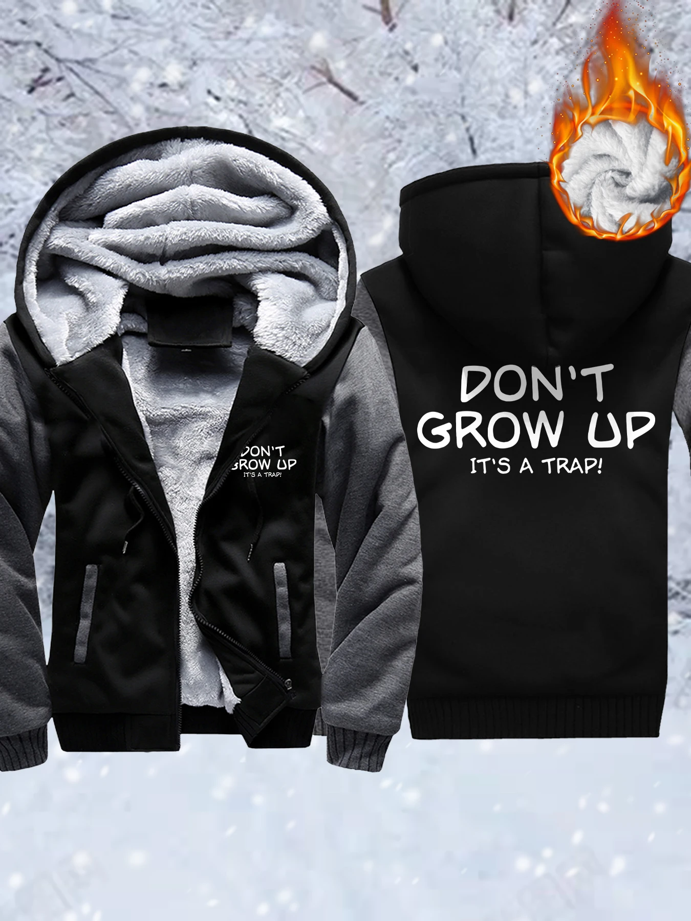 

Don't Grow Up It's A Trap Мужская куртка с забавными принтами Мягкое повседневное пальто Высококачественная верхняя одежда Зимний теплый флисовый пуловер