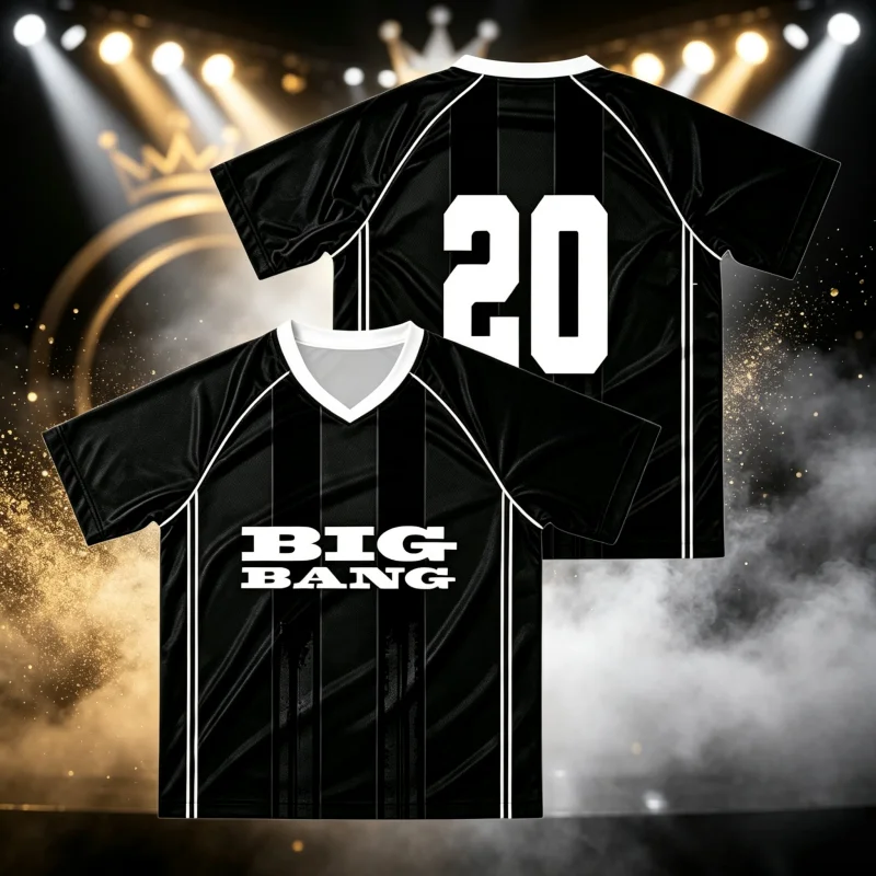 Summer Unisex BIG BANG XX_COSMOS 20th Anniversary Theme Soccer Jersey Fan Tour Merch T-shirt Casual Sports Tops Family Kids Tees