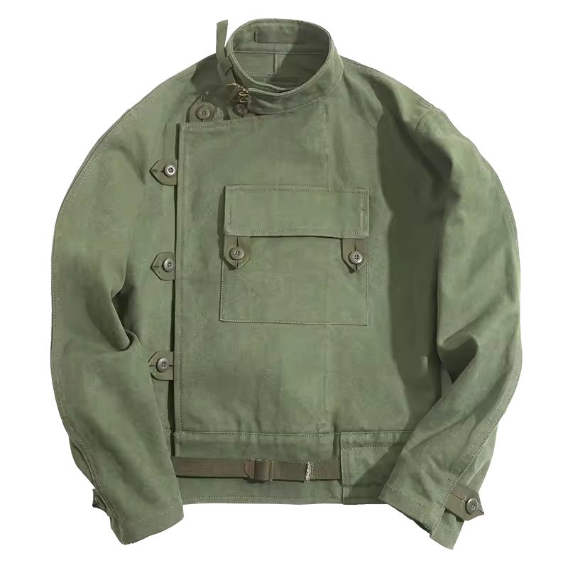 Maden Retro 16oz Canvas Swedish Motorcycle Green Jacket Pocket Bomber Jacket Casual Hunting Work Outwear for Men Spring and Fall - Image 7