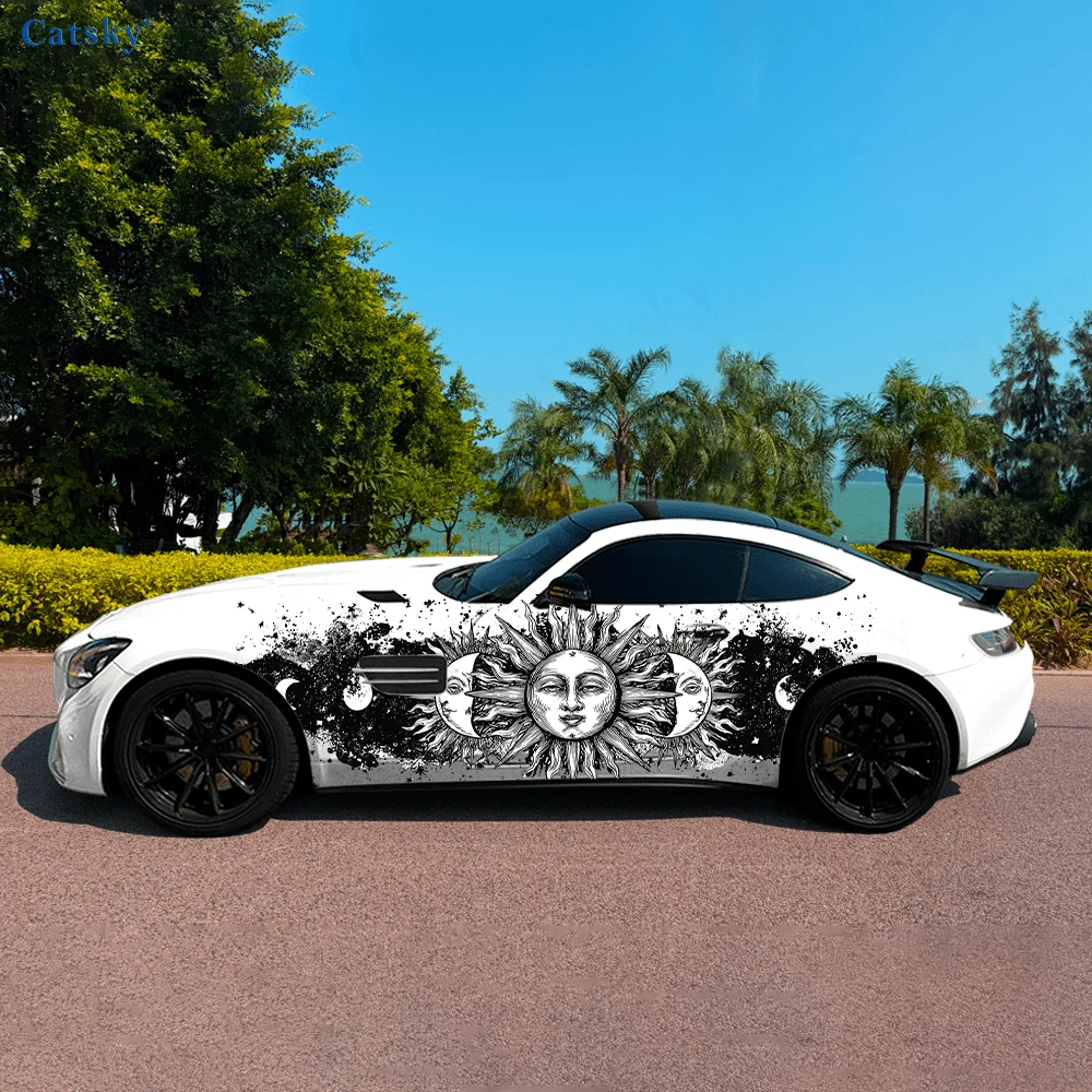 

Sun Face Halo Star Moon Car Vinyl Wraps Decal Self-adhesive PVC Sticker Suitable for Trucks SUV Decoration Auto Accessories Gift