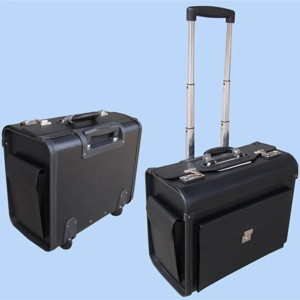 Business Suitcase Wheel Trolley Case 18 Inch PU Boarding Flight Box Laptop Tablet Computer Storage Bag Luggage Men Women Handbag