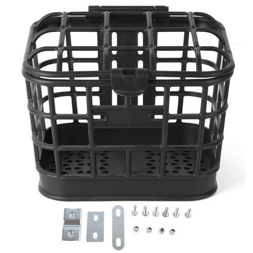 Imagen 1 del producto Cesta para bicicleta Cesta delantera para bicicleta Gran capacidad Anti extrusión Material de PC negro Cesta para bicicleta desmontable con tapa para bicicleta eléctrica