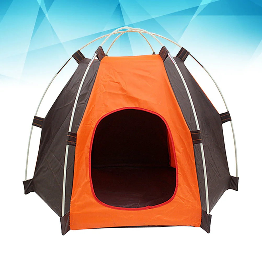 Tente de camping intérieure pliable pour chien, lit orange, chenil extérieur pour chat, petits et moyens chiens