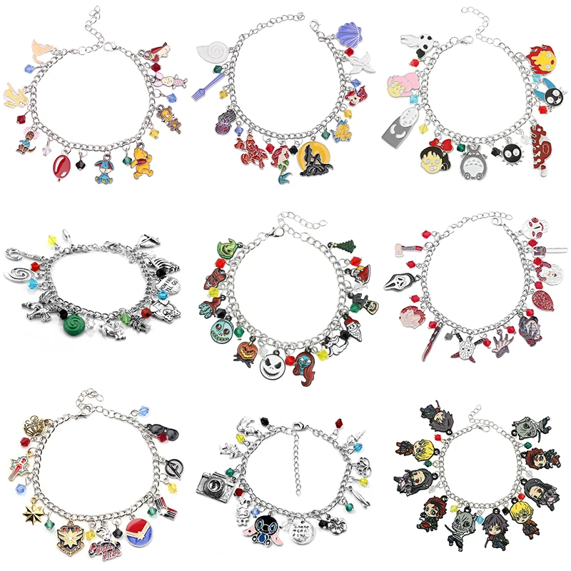 Fashion Anime Bracelet For Women The Little Mermaid Star War The Nightmare Before Christmas Batman Naruto Charm Stitch Bracelet