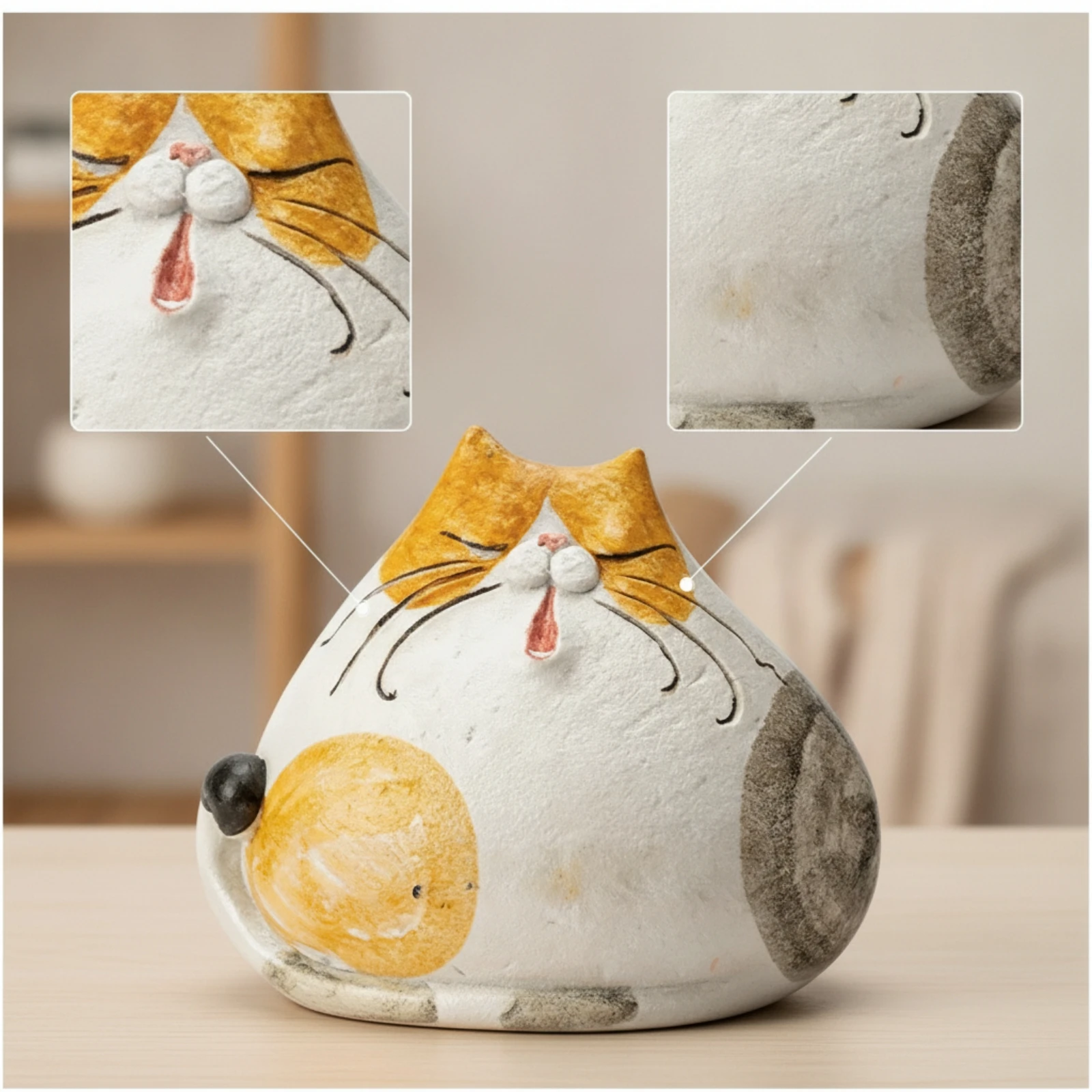 Cute Home Decor Abstract Ceramic Cat Figurine Gift Idea Cat Figurine Ornament view 3