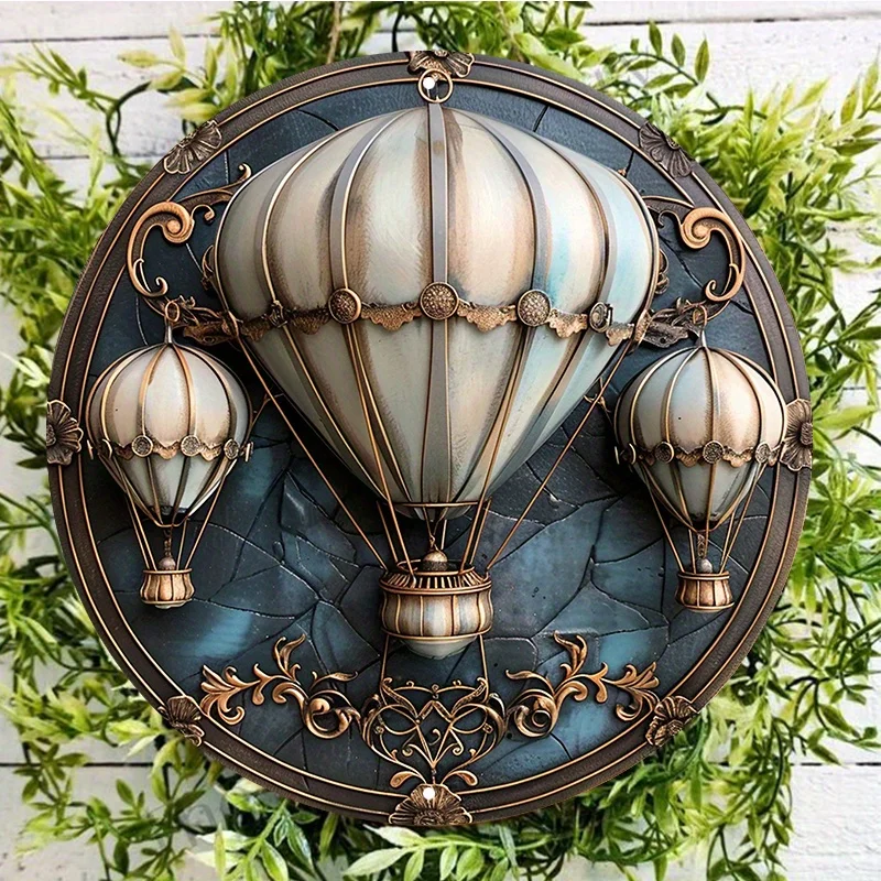 Hot Air Balloons Aluminum Wall Sign, UV and Scratch Resistant, Outdoor Decor with Pre-Drilled Holes, Decorative Wall Poster