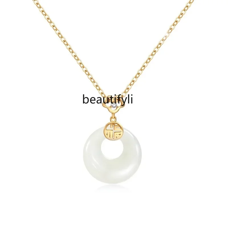 

Jade necklace Women's light luxury niche high-end clavicle chain Personality temperament Fashion versatile neck chain