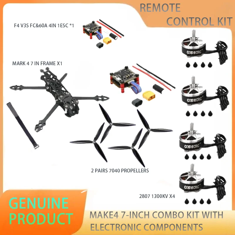 

Mark4 Mark 4 7inch 295mm FPV Carbon Fiber Frame F4 V3S PLUS Stack BLS 60A ESC 2807 1300KV Brushless Motor 7040 propeller RC Kit