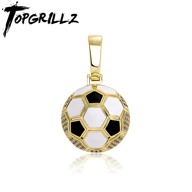 TOPGRILLZ Fashion Sports Football Necklace Pendant Iced Out Chains Support DIY Soccer Men Necklace Fit Athletic Fans Jewelry