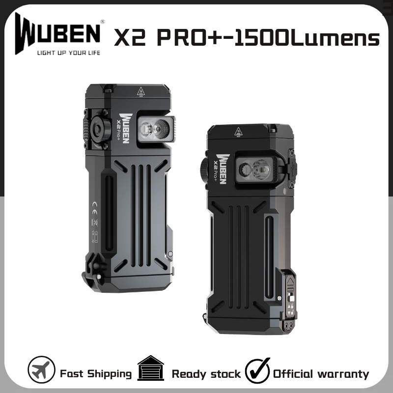 WUBEN X2 PRO+ 1500Lumens Rechargeable EDC Flashlight Protable Waterproof Magnetic Tail Include 2*920mAH Battery