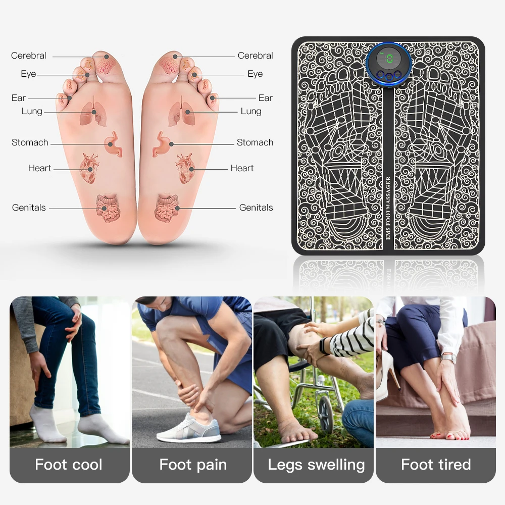 EMS Foot Neck Massage Pulse Muscle Stimulator Electric Foot Patch Care Improve Blood Circulation Body Massager Pain Relief Relax