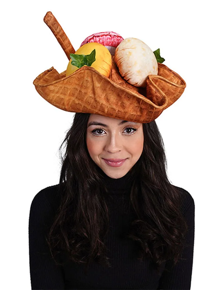 Divertido Sombrero de loween con Diseño de Comida, Gorra de Poliéster con Diseño de Hot Dog, Pizza, Hamburguesa, Cacahuete...