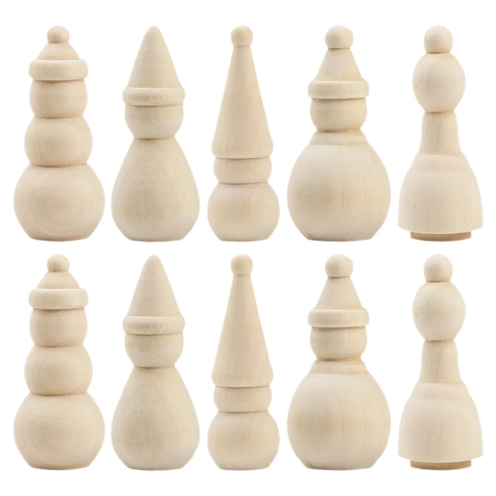 

10Pcs Unfinished Wooden Christmas Snowman Peg Crafts Blank Miniature Snowman Figures DIY Painting Decoration Supplies