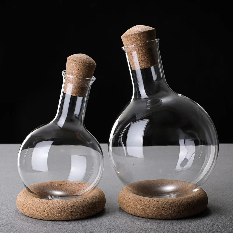 

Household high-end big belly spherical glass cork decanter red wine dispenser heat-resistant glass cold kettle