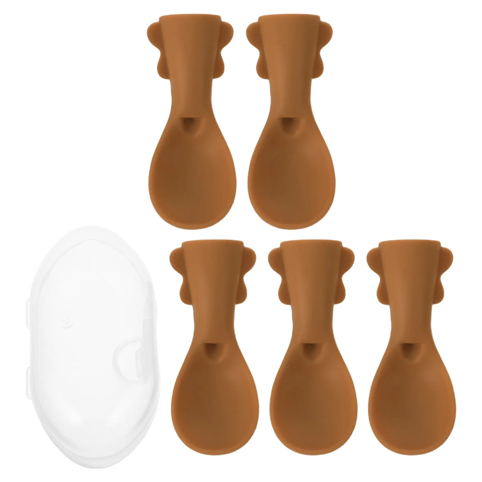 

5Pcs Baby Food Pouch Spoon Attachment Soft Silicone Feeding Spoons for Babies Infant Feeding Supplies Reusable Weaning Spoons