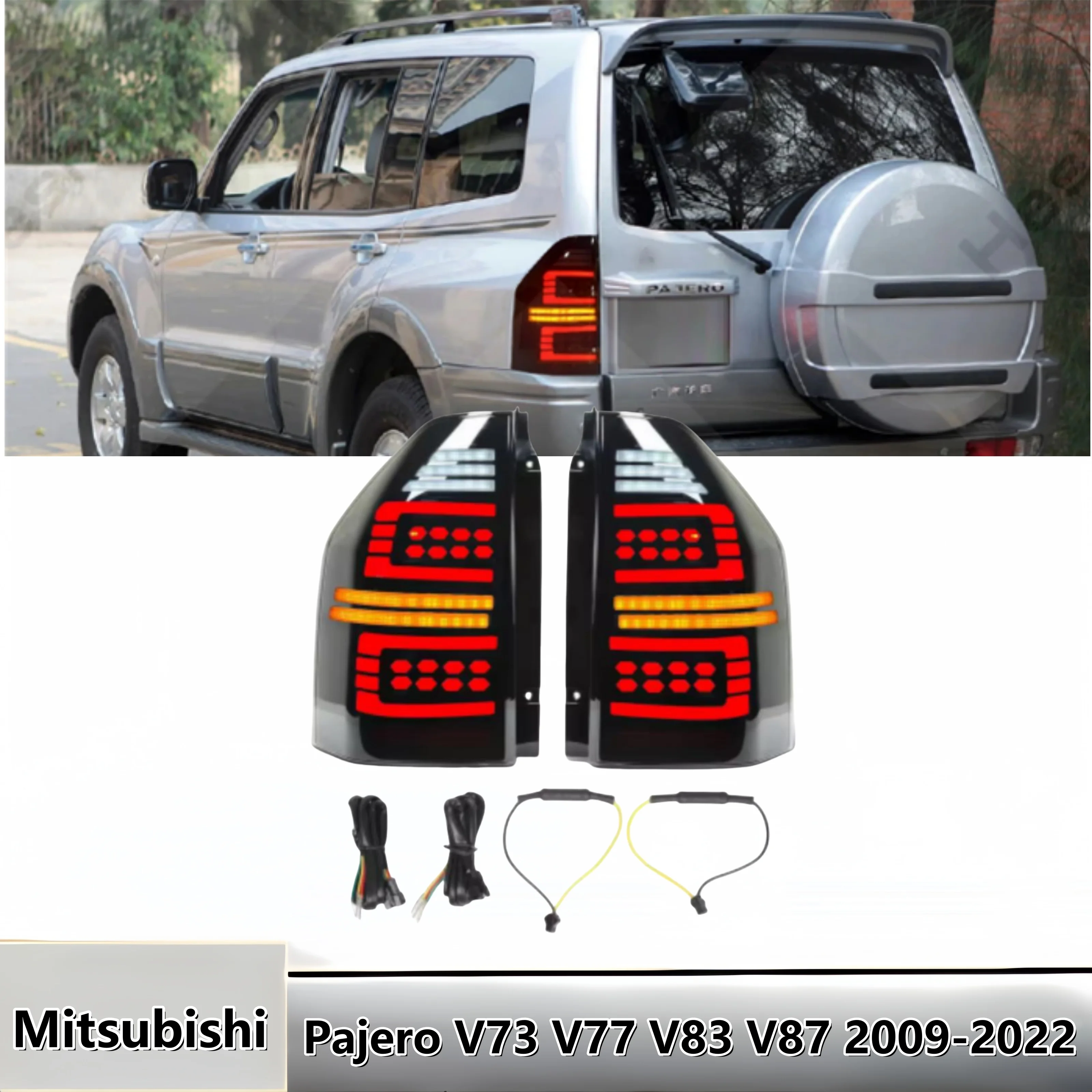 Taillights For Mitsubishi Pajero V73 V77 V83 V87 2009-2022 Tail Lamp Rear Fog Light LED DRL Sequential Signal E-mark Assembly