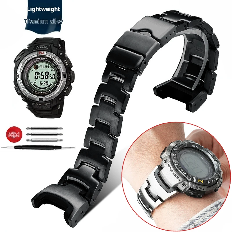 

Обновленный легкий металлический ремешок для часов из титанового сплава для Casio Prg-240 Prg130 Prg-130y Prw-1500, модифицированный мужской силиконовый ремешок для часов